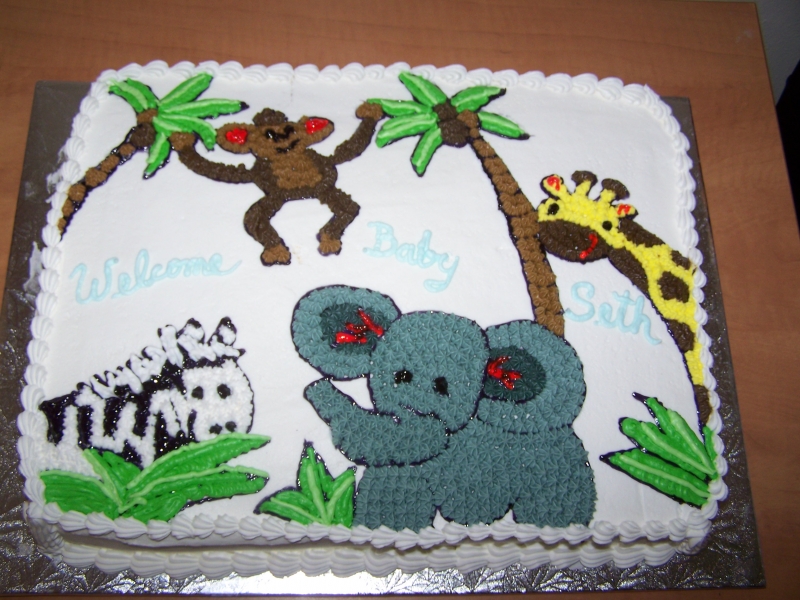 jungle themed baby shower cake